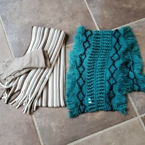 2 scarves, gloves brown New York & Co turquoise ♾